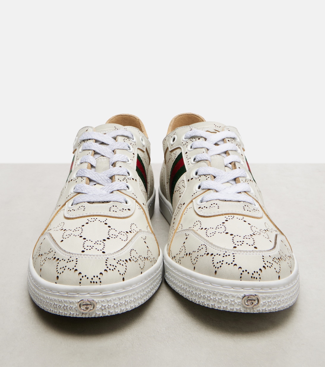 GG Web Stripe leather sneakers | Gucci