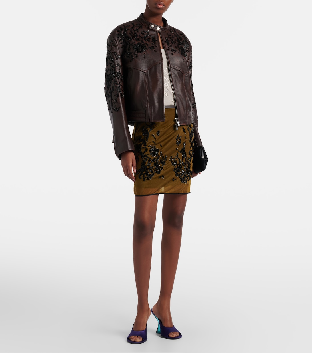 Beaded floral miniskirt | Jacques Wei