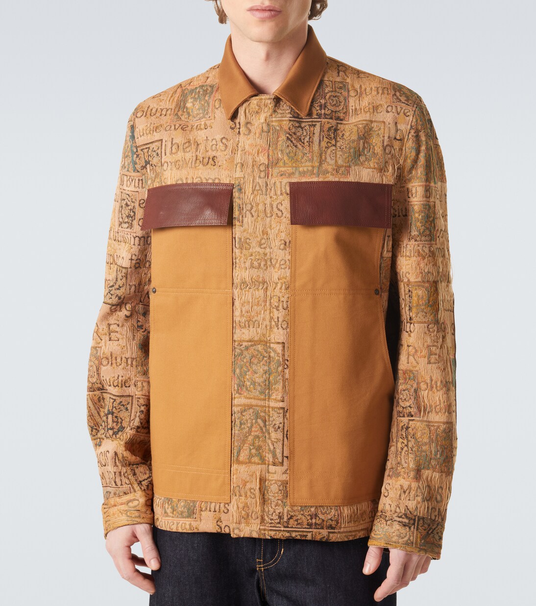 Leather-trimmed jacquard jacket | Junya Watanabe