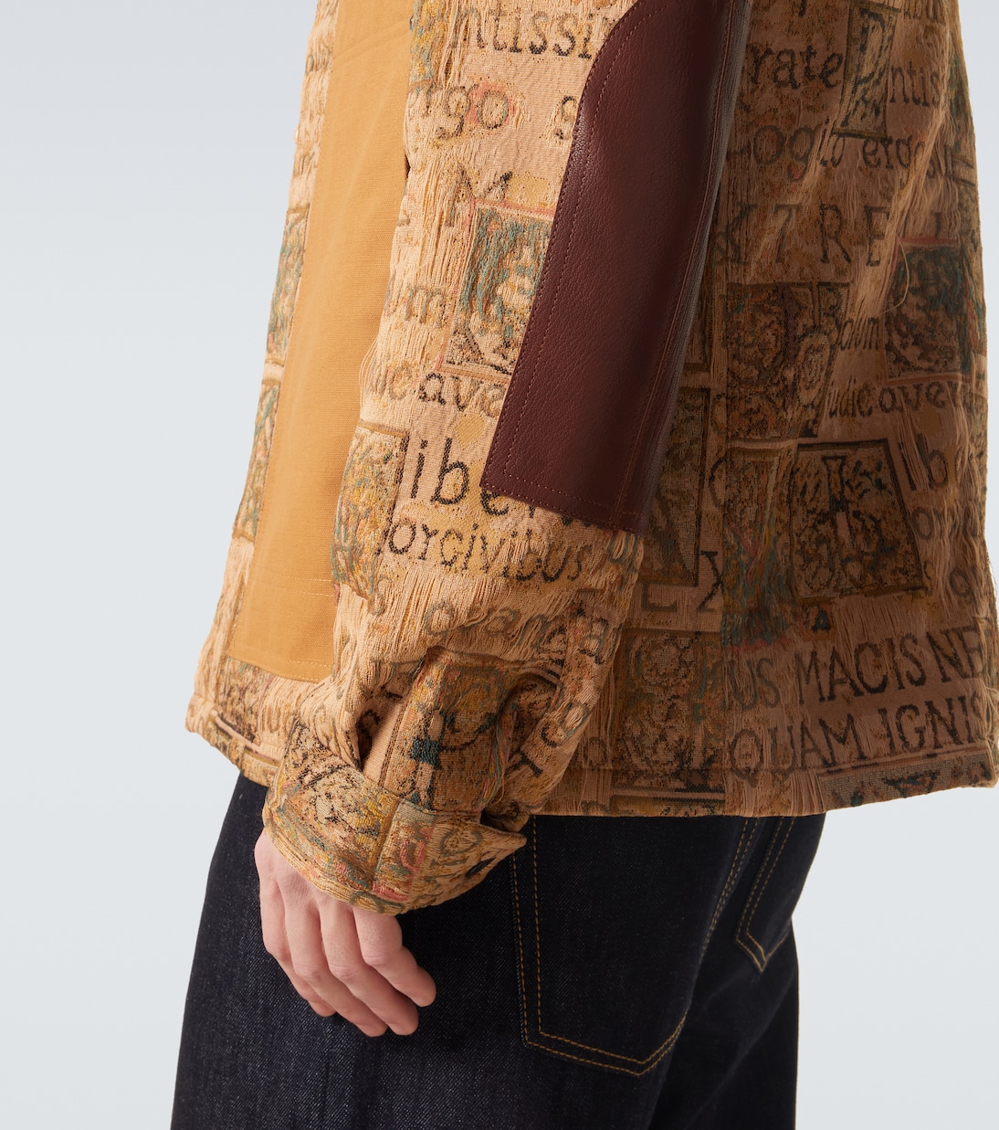 Leather-trimmed jacquard jacket | Junya Watanabe