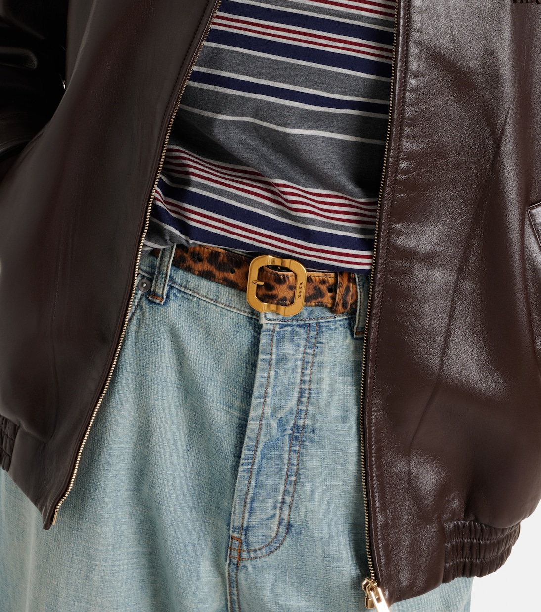 Leopard-print calf hair belt | Miu Miu