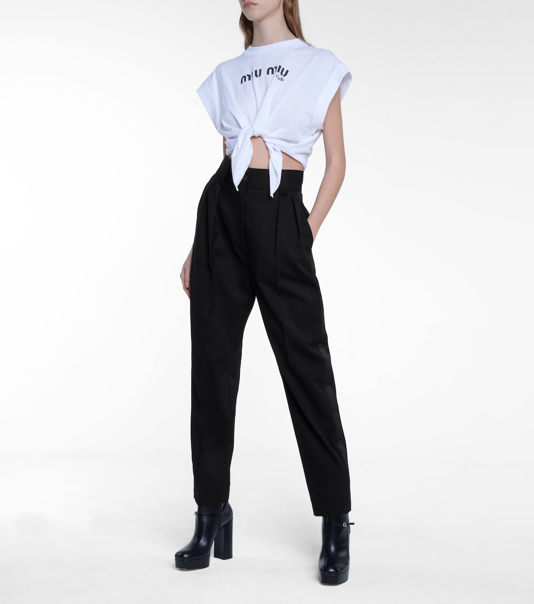 High-rise straight stretch-wool pants | Miu Miu