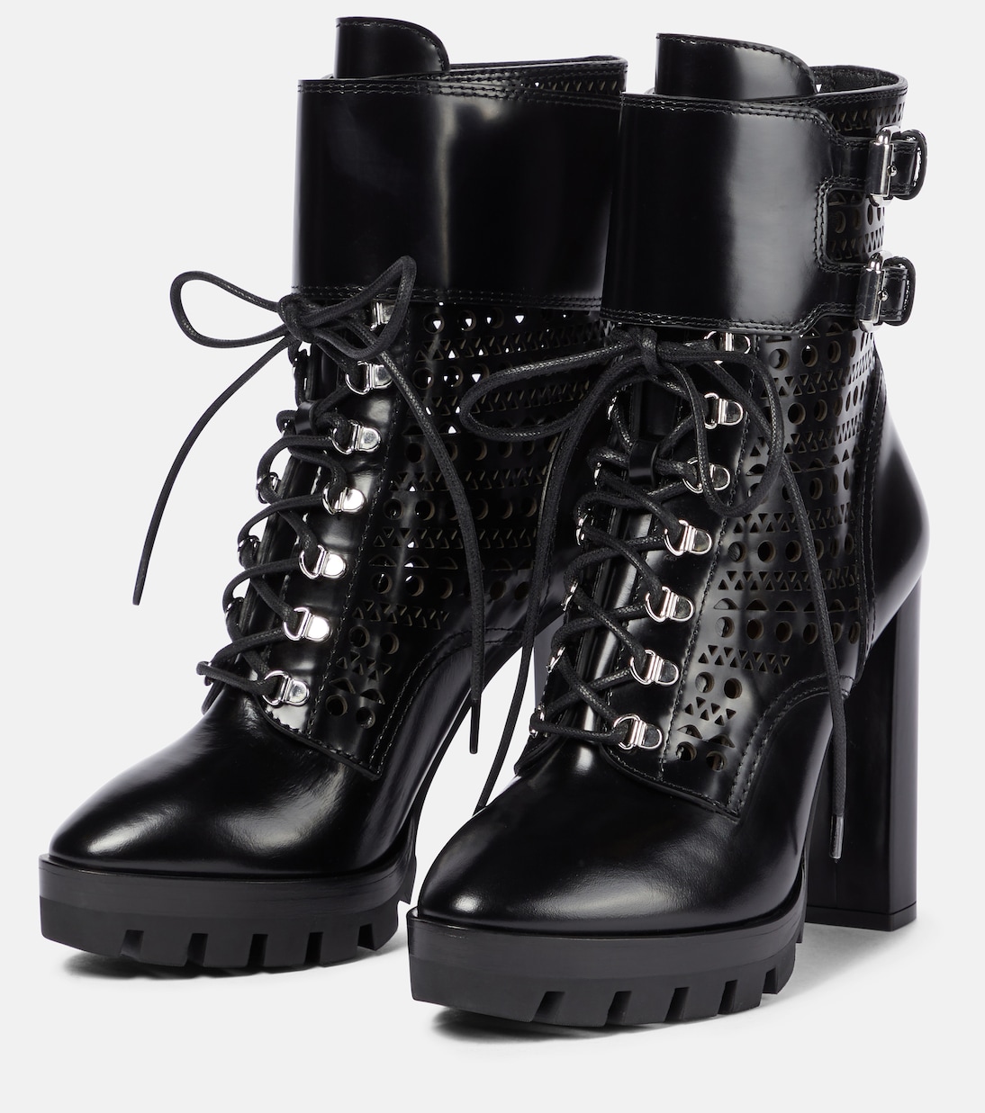 Botas de piel acordonadas corte láser | Alaïa