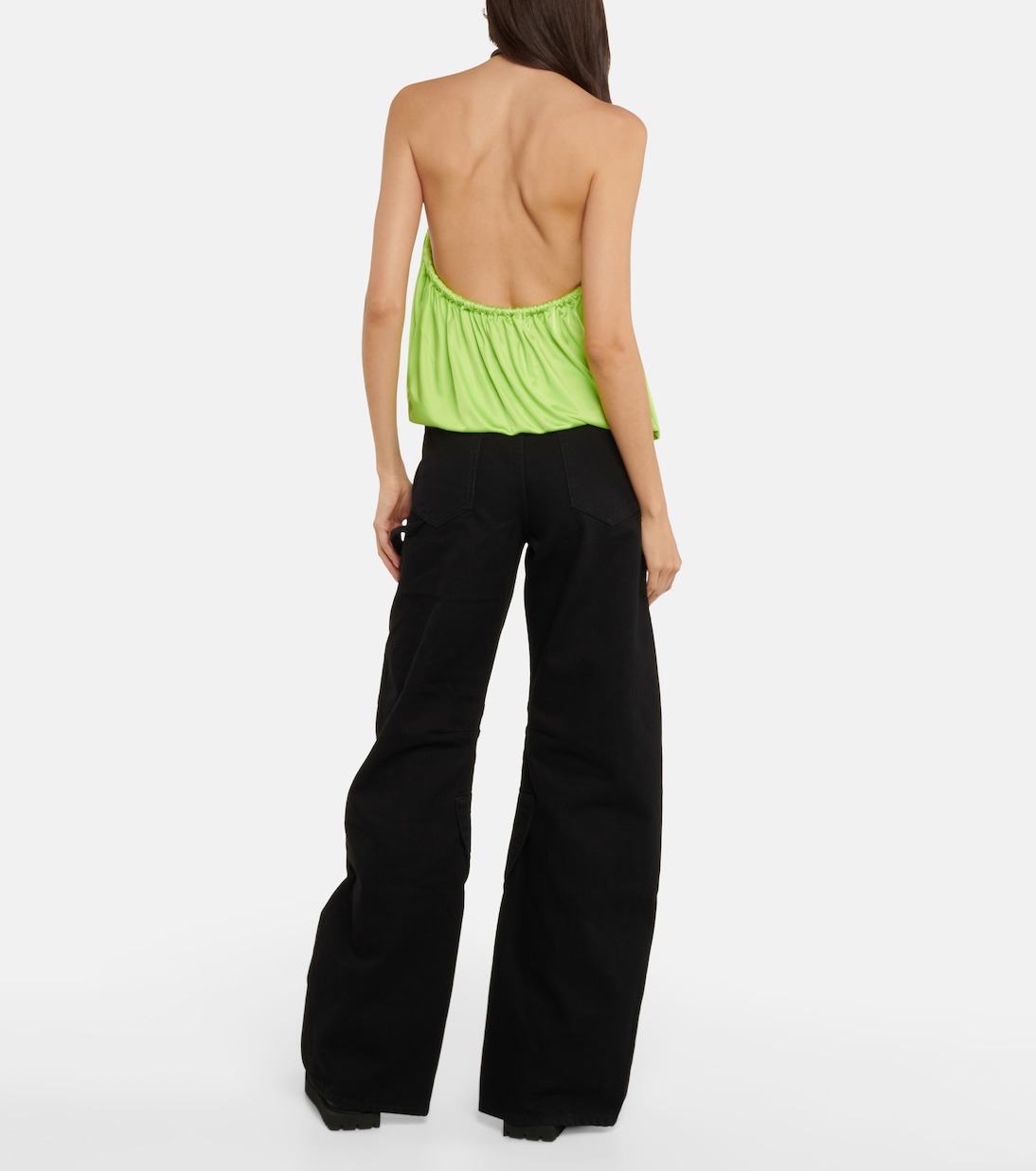 Pauline leather-trimmed top | The Attico