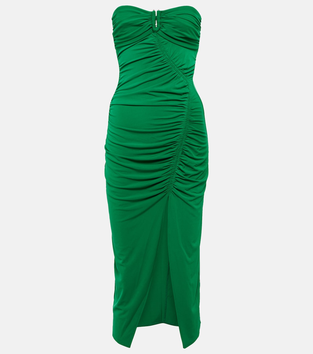 Strapless jersey ruched midi dress | Self-Portrait