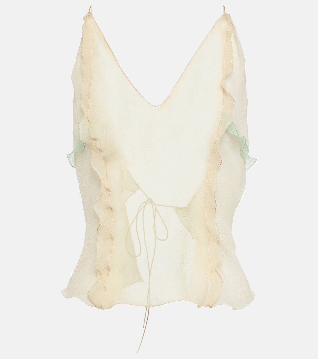 Sheer ruffled silk chiffon top | Fendi