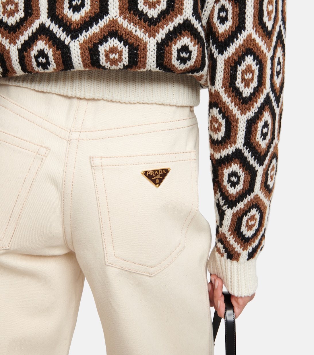 Jeans anchos de tiro alto | Prada
