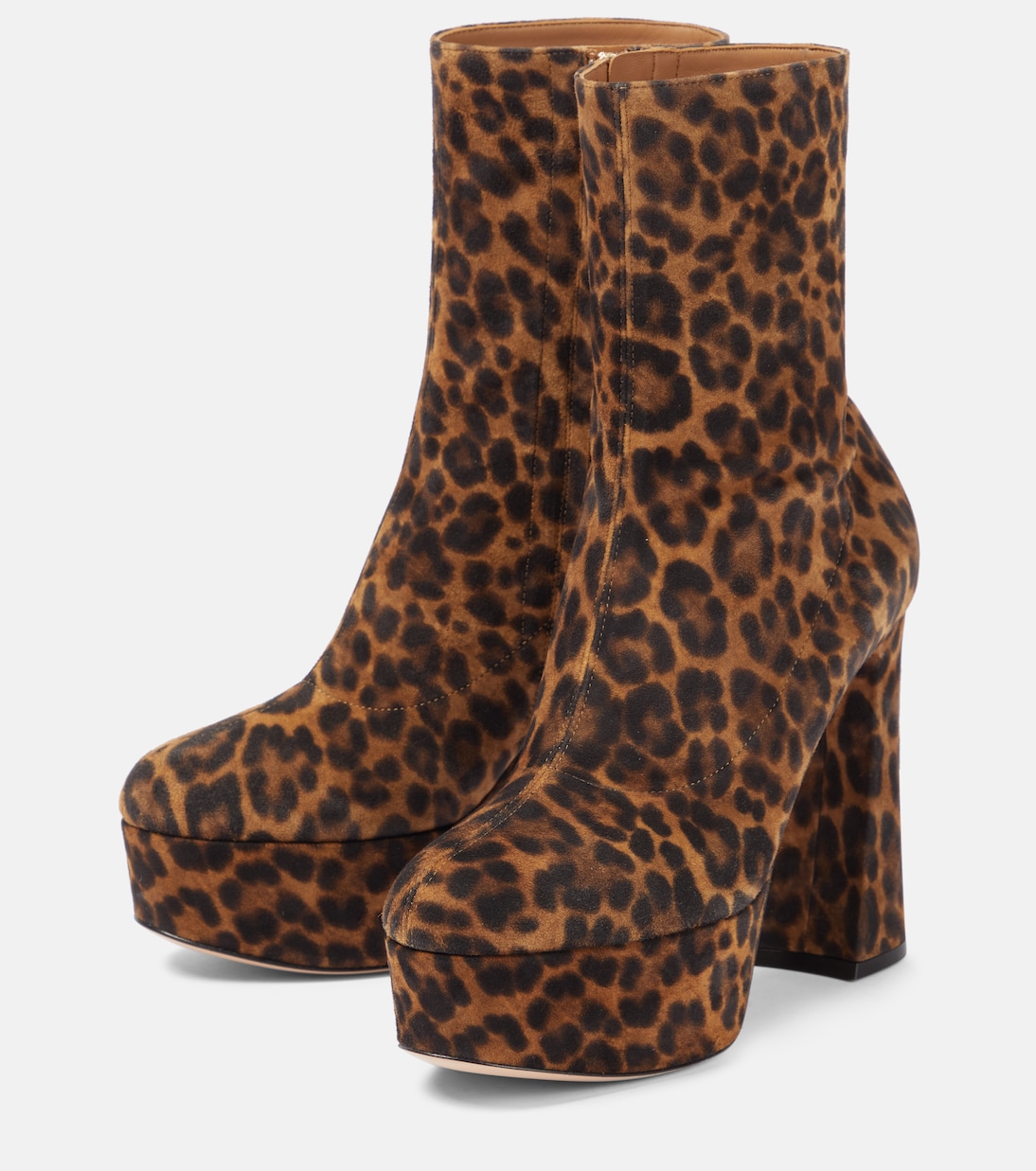 Leopard-print suede platform ankle boots | Gianvito Rossi