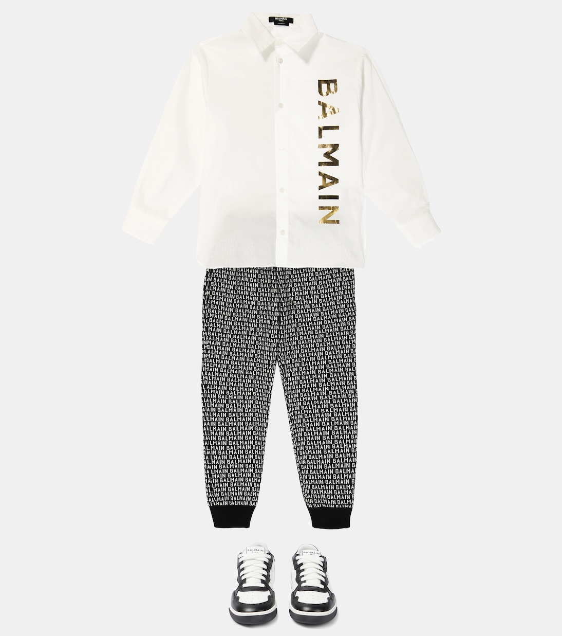Camisa de algodón con logo | Balmain Kids