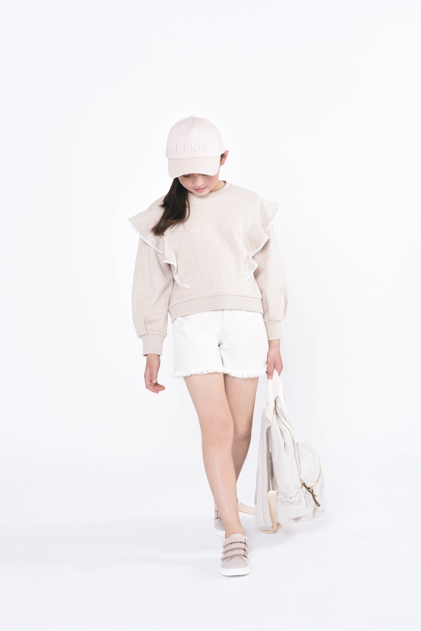Felpa in cotone con volant | Chloé Kids