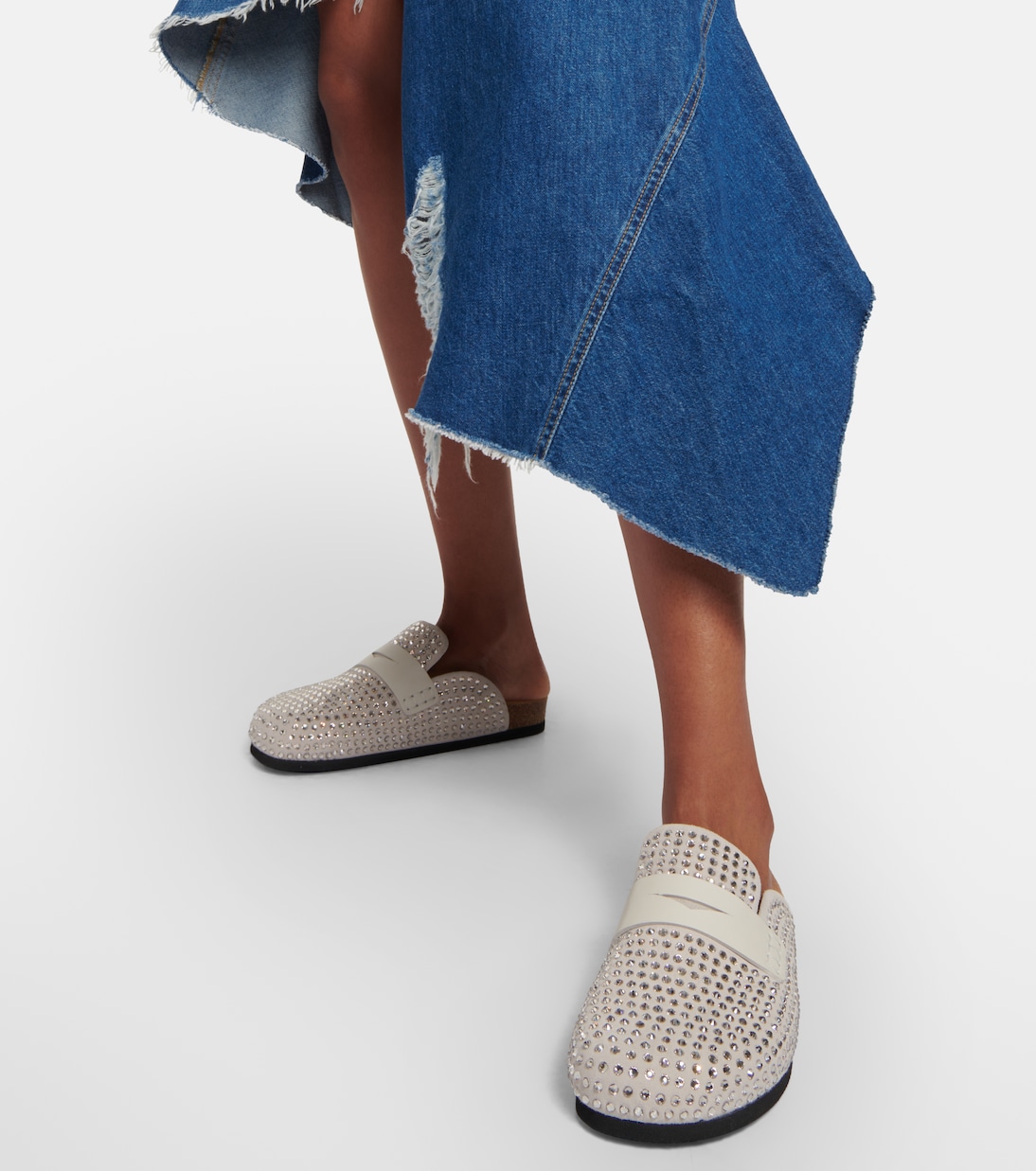 Crystal-embellished suede slippers | JW Anderson