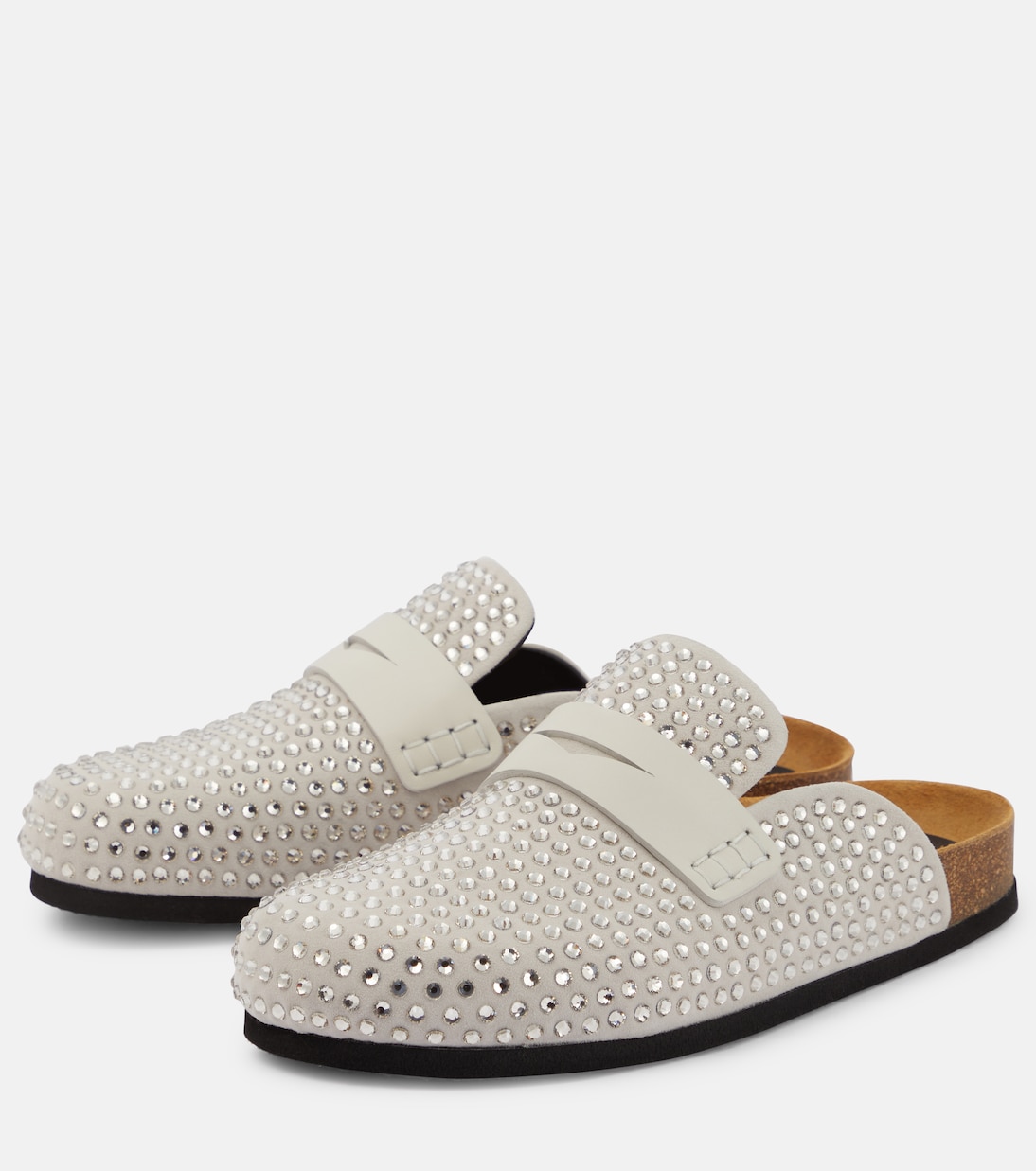 Crystal-embellished suede slippers | JW Anderson