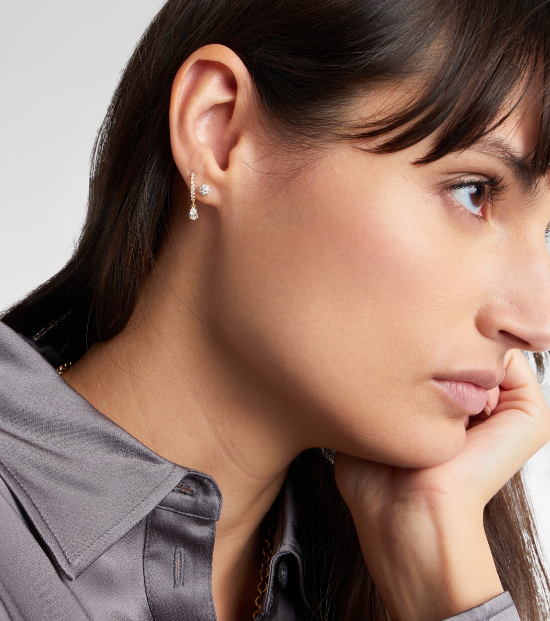 Einzelner Ohrring aus 18kt Gelbgold mit Diamanten | Anita Ko