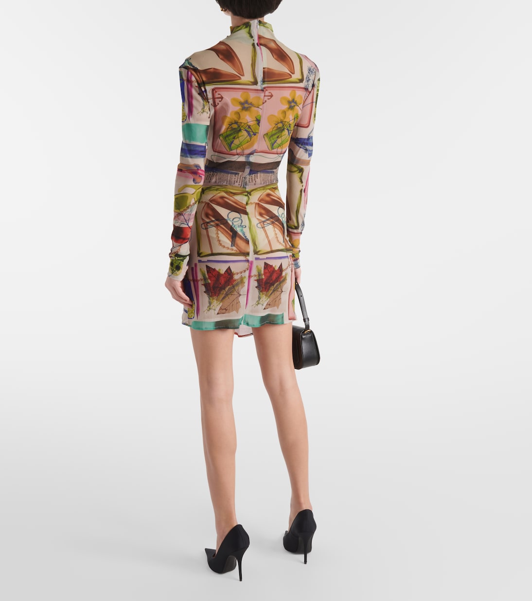 Printed turtleneck tulle minidress | Off-White