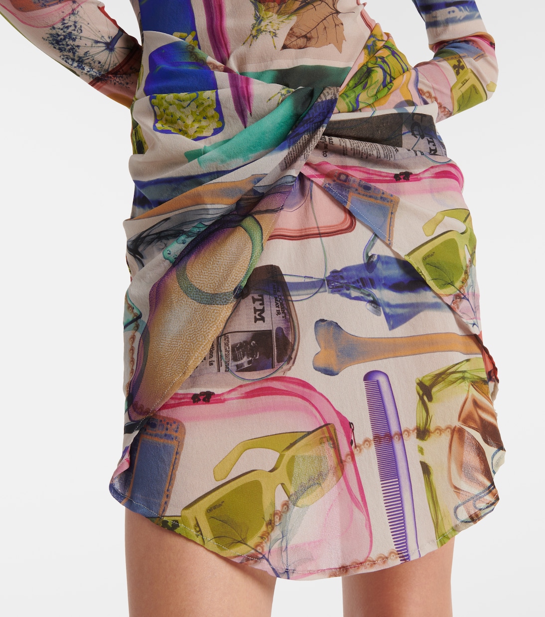 Printed turtleneck tulle minidress | Off-White