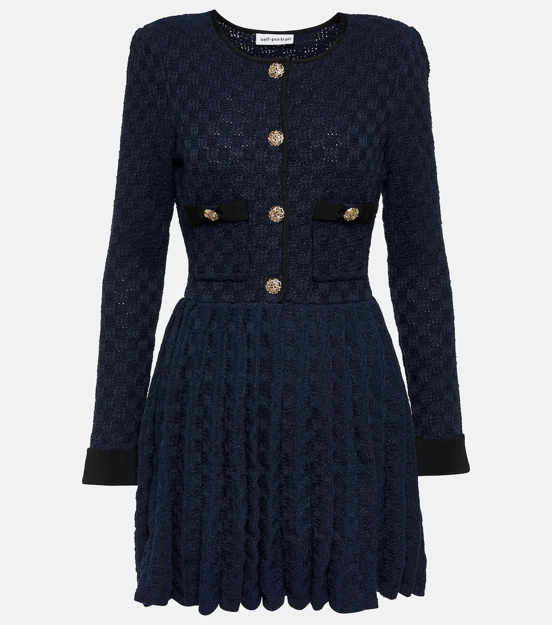 Pleated knit minidress | Self-Portrait