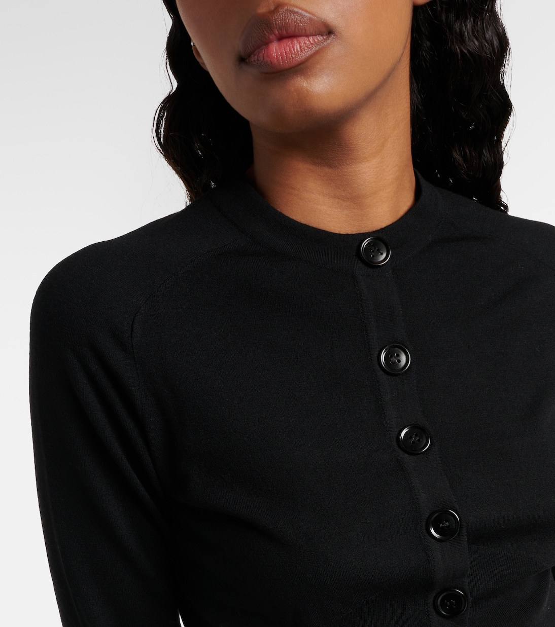 Cardigan raccourci en laine mélangée | Alaïa