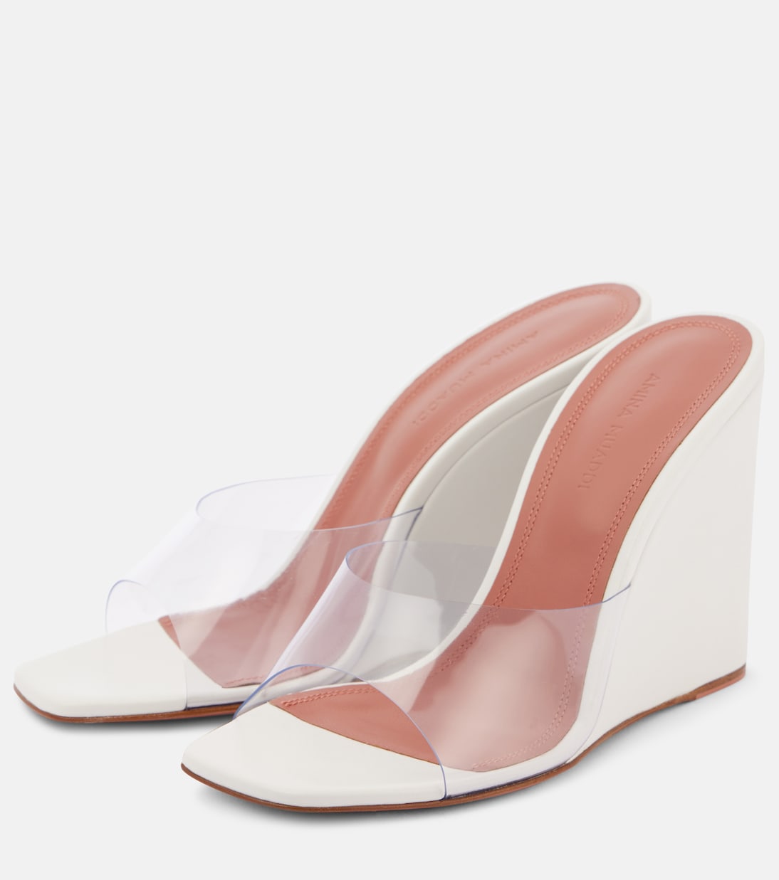 Mules Lupita Half Glass in PVC e pelle | Amina Muaddi