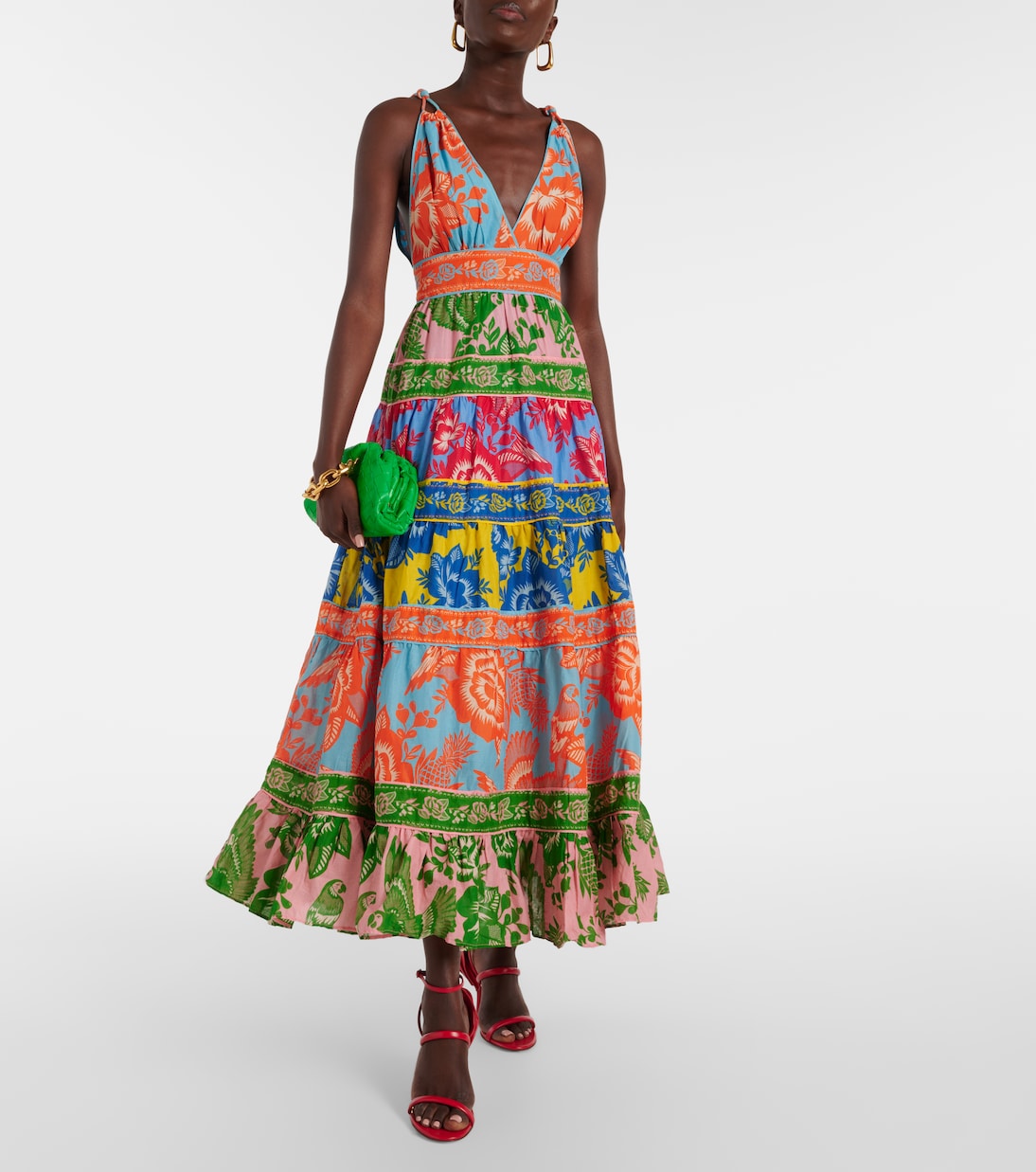 Printed tiered cotton midi dress | Farm Rio