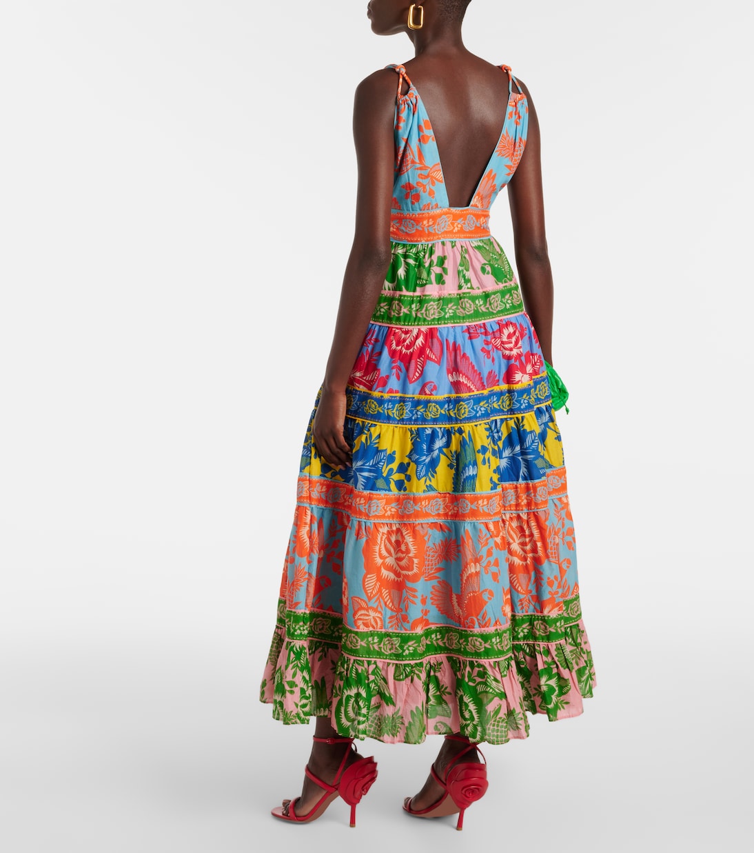 Printed tiered cotton midi dress | Farm Rio