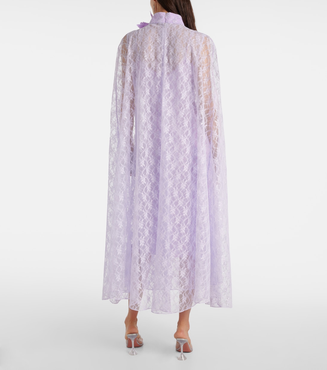 Caped floral lace midi dress  | Rodarte