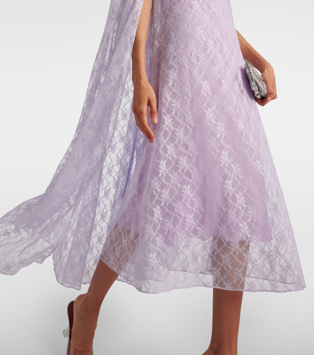 Caped floral lace midi dress  | Rodarte