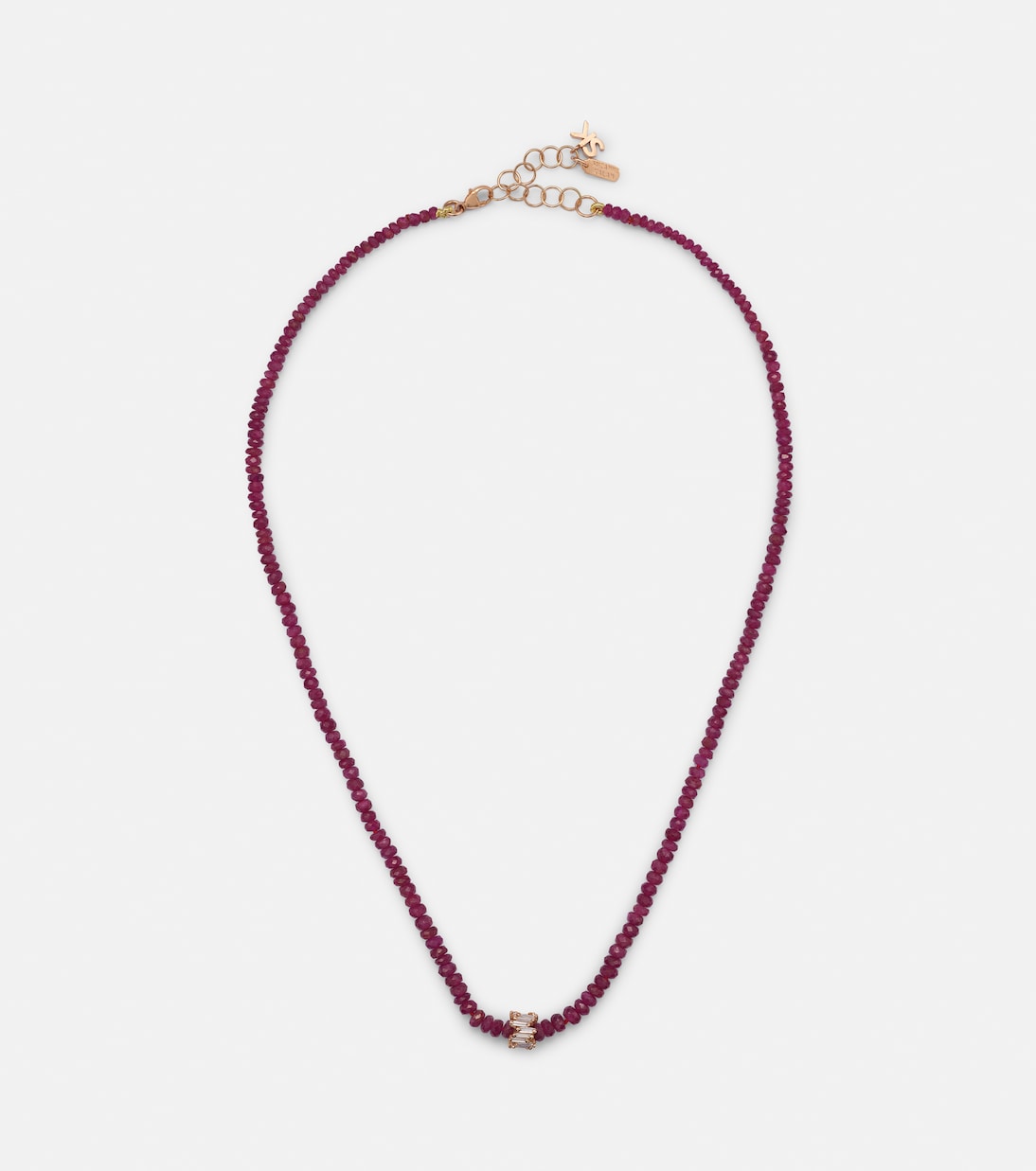 Infinite 18kt rose gold necklace with rubies and diamonds | Suzanne Kalan