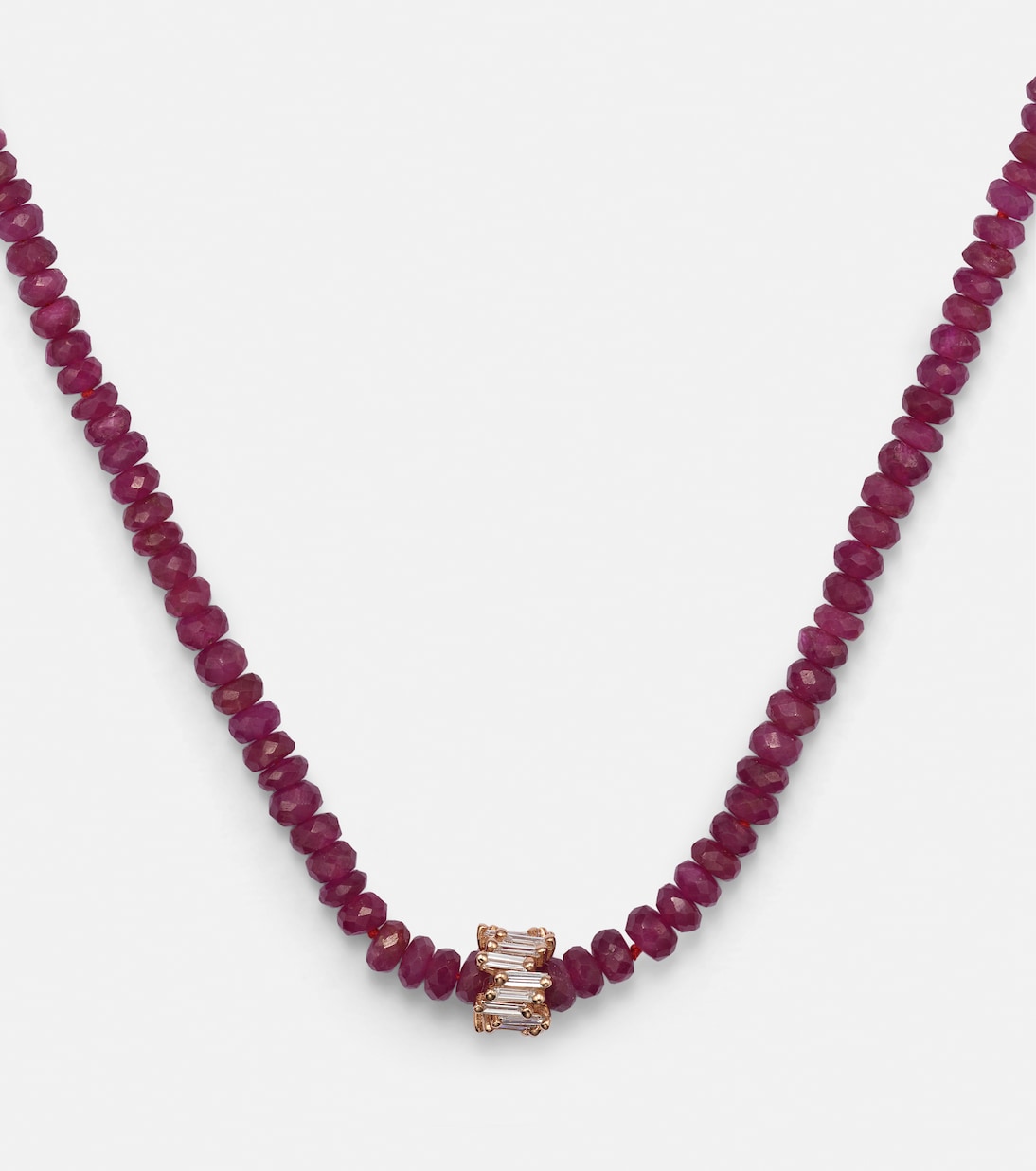 Infinite 18kt rose gold necklace with rubies and diamonds | Suzanne Kalan