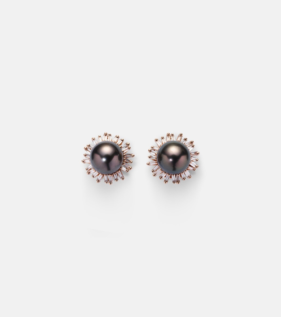 Orecchini in oro rosa 18kt con perle e diamanti, stile Suzanne Kalan per giovani