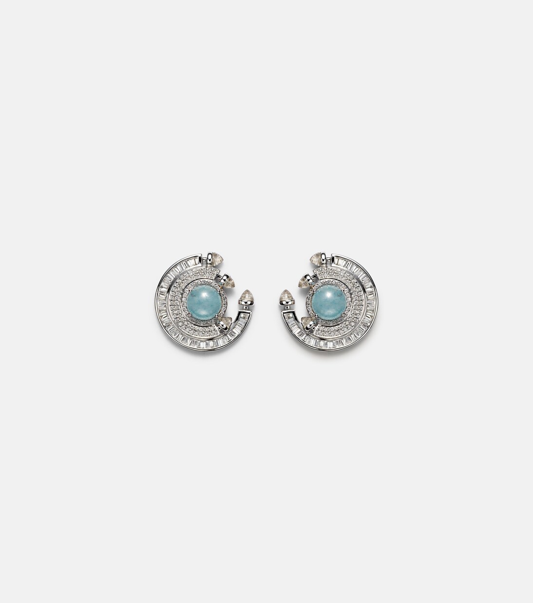 Orecchini in oro bianco 18kt ANANYA Chakra con pietre preziose, design moderno per giovani
