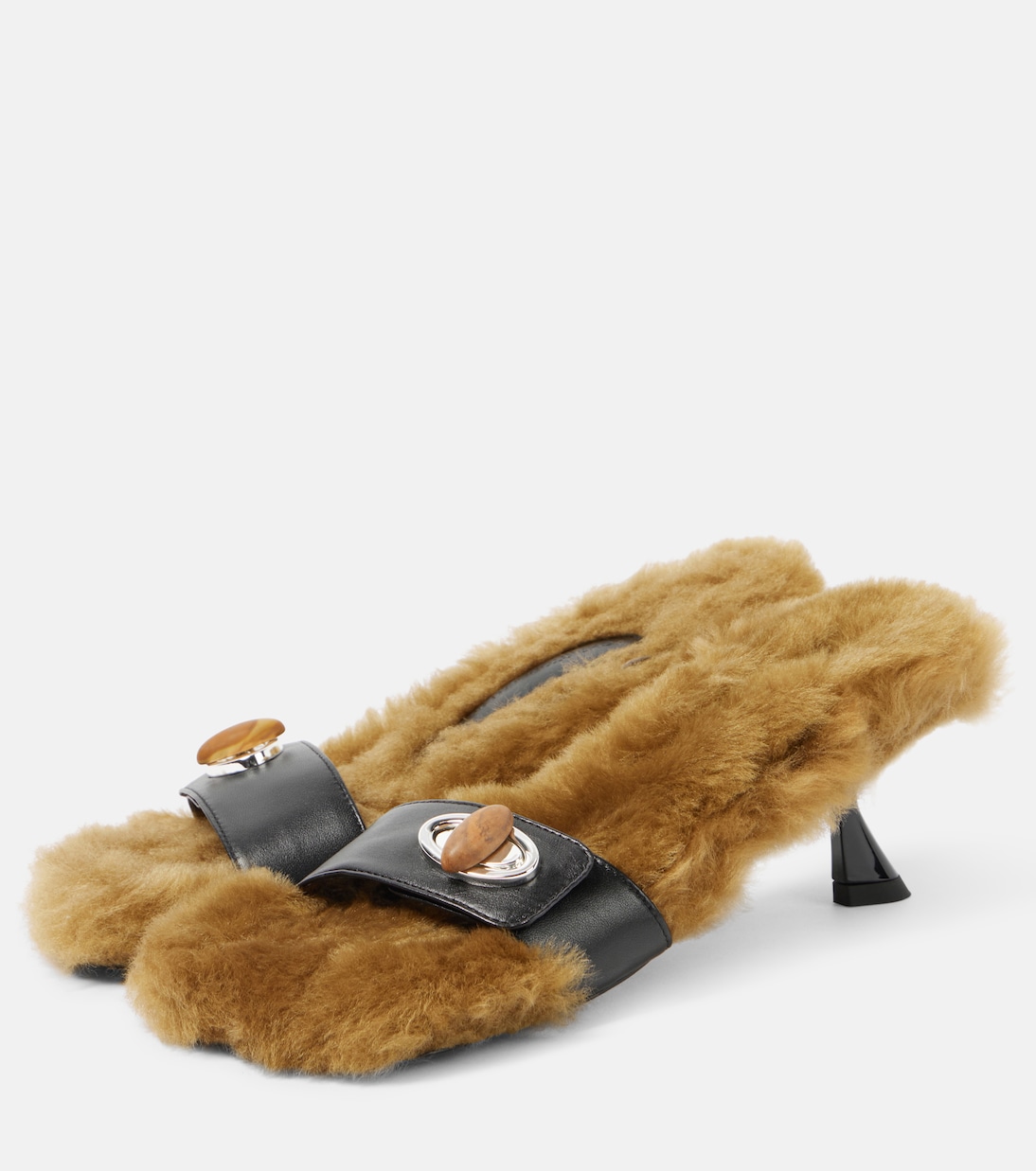 Mules Turnlock con shearling | Christopher Esber