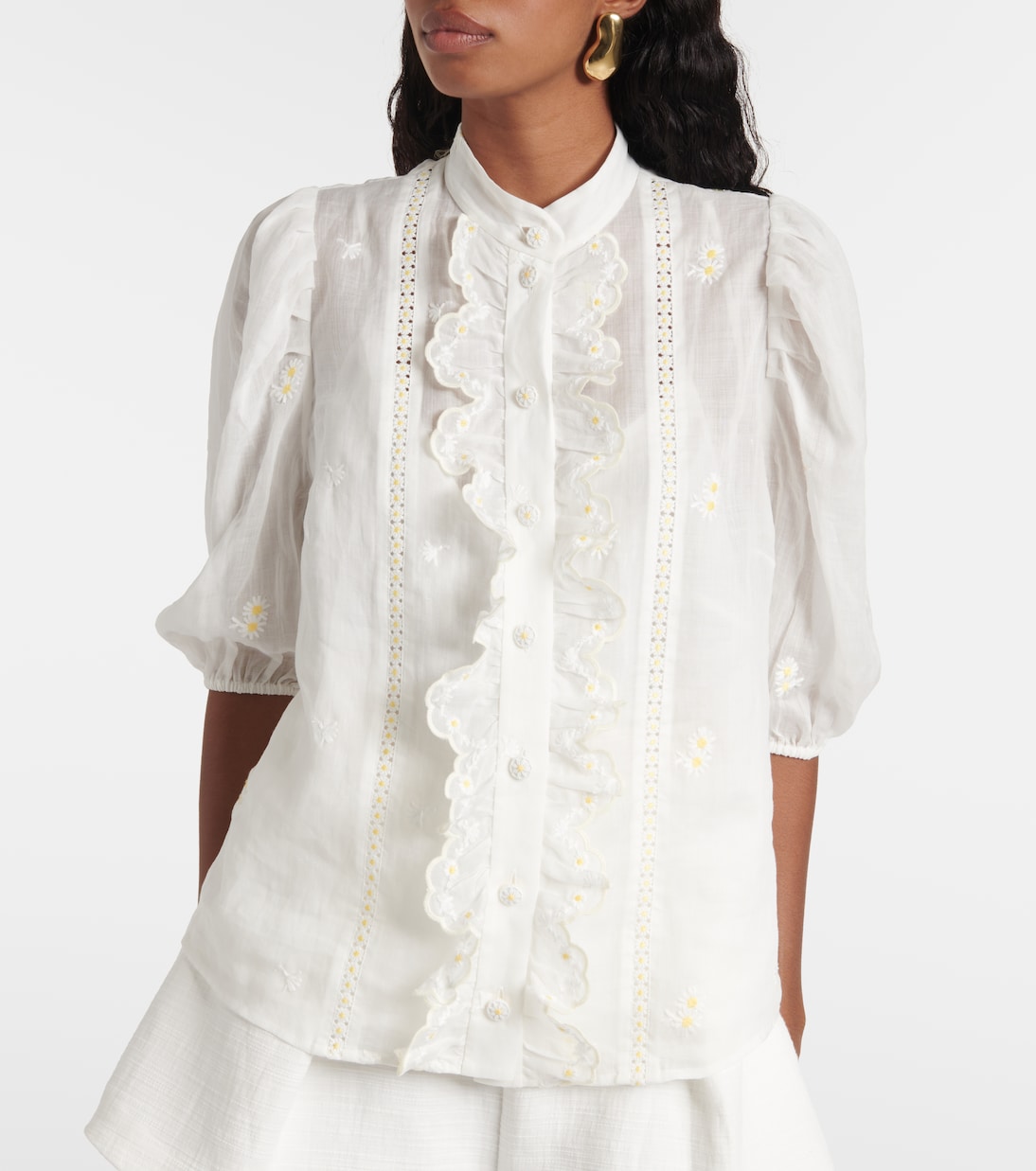 Blusa Acacia in ramia con volant | Zimmermann