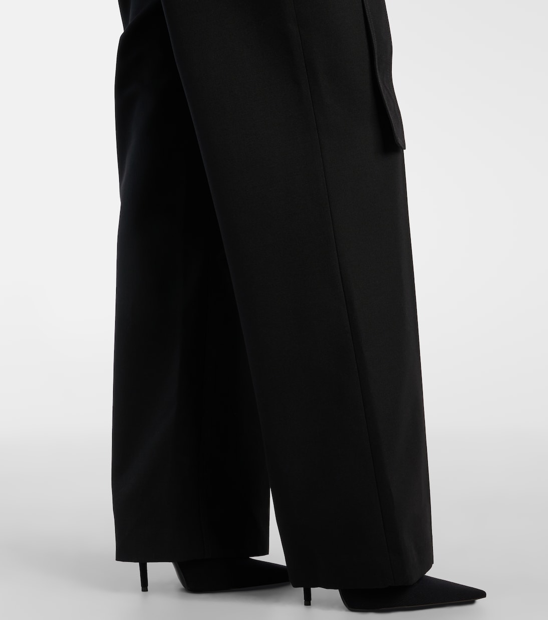 Leather-trimmed virgin wool jumpsuit | Jean Paul Gaultier