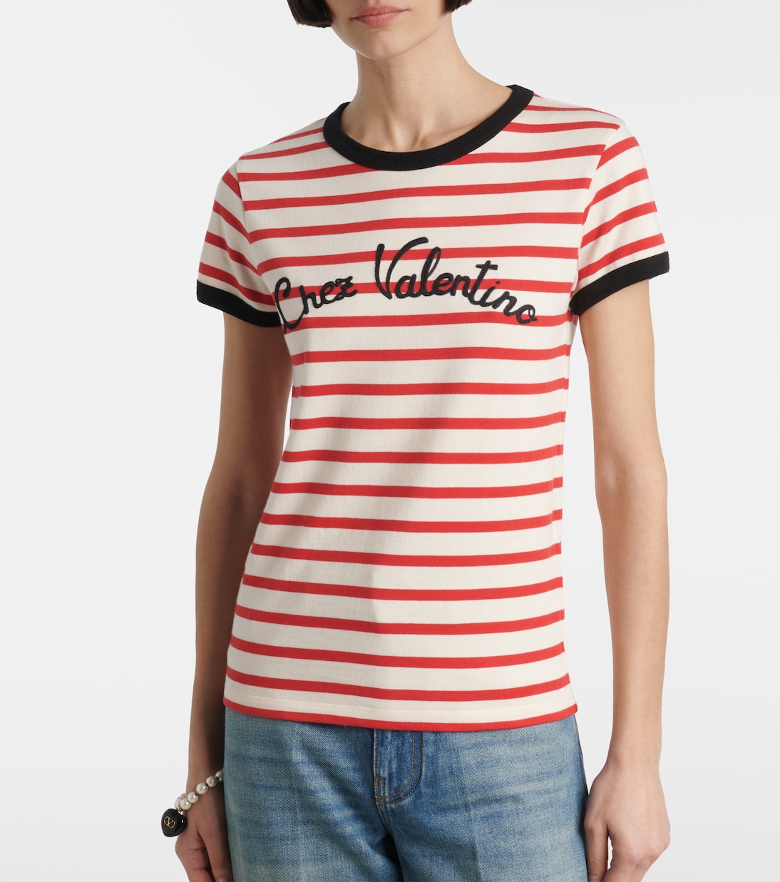 Camiseta Chez Valentino en jersey de algodón | Valentino