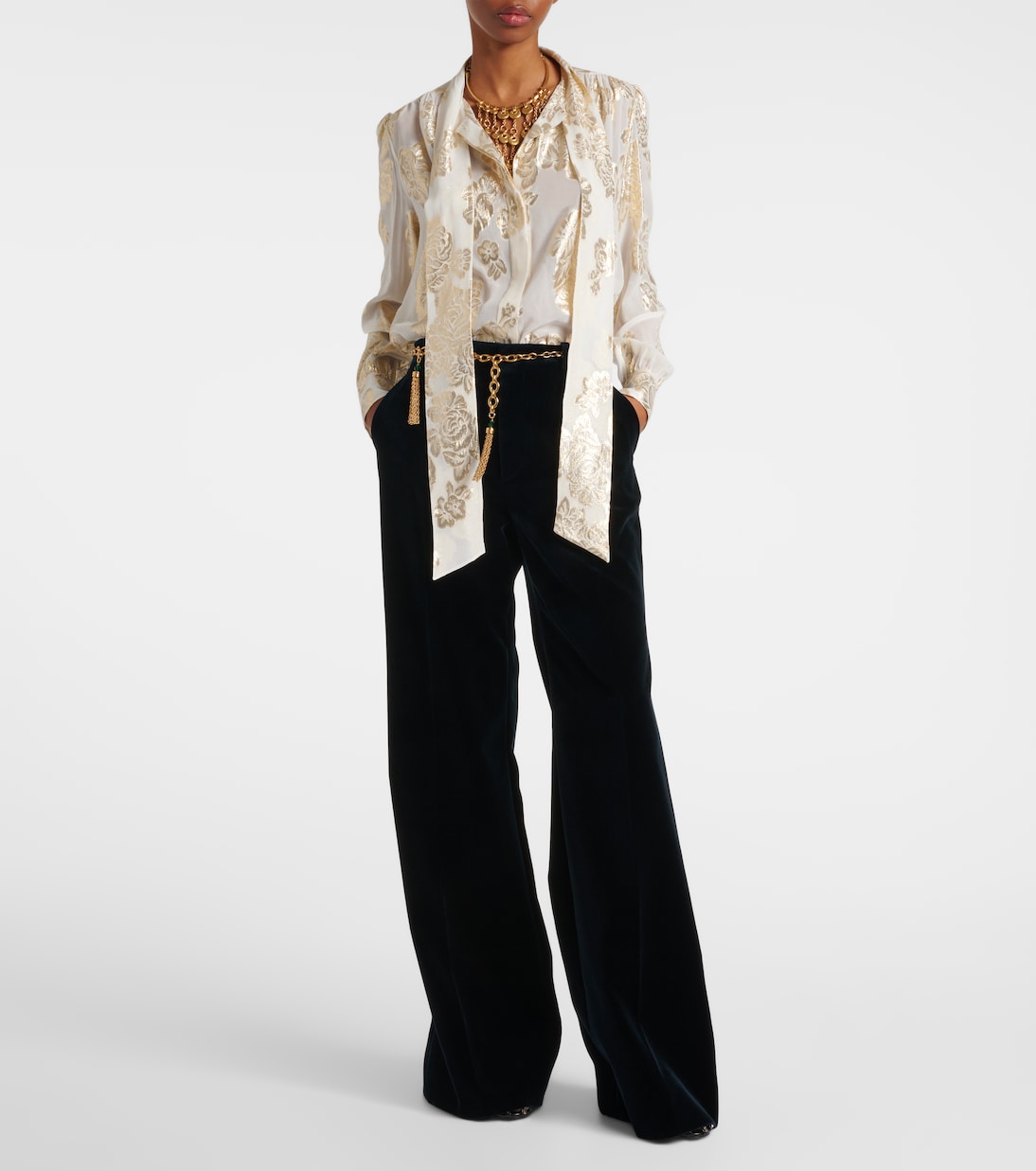 Cotton velvet flared pants | Chloé