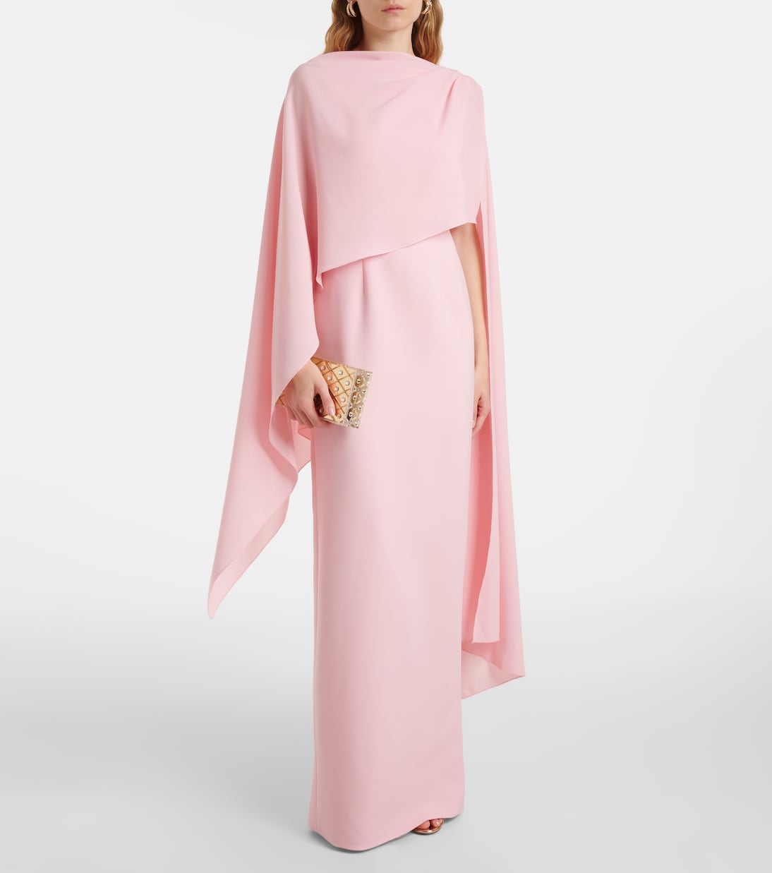 Vestido largo Demetria de crepé con capa | Roksanda