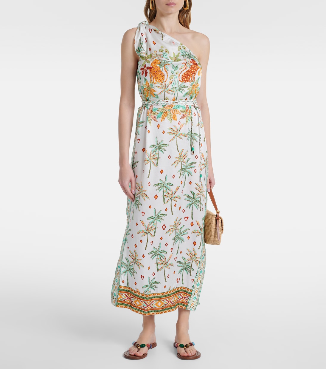 Isabelle printed one-shoulder kaftan | Poupette St Barth