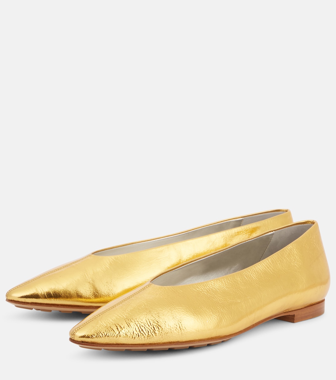 Scarpe ballerine in pelle metallizzata Bottega Veneta Sofia, stile giovane e moderno