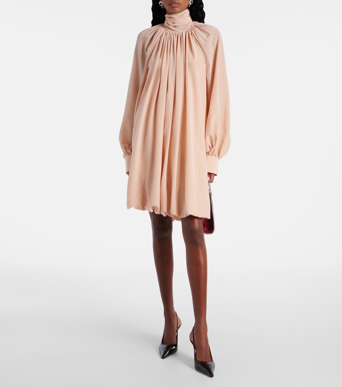 Gathered open-back silk chiffon minidress | Stella McCartney