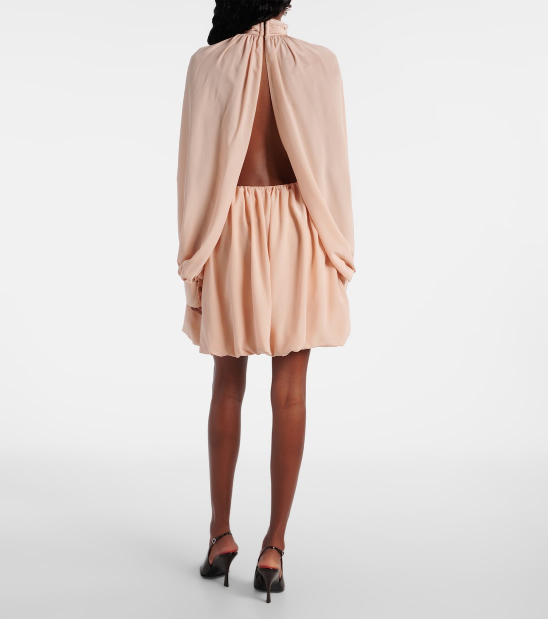 Gathered open-back silk chiffon minidress | Stella McCartney