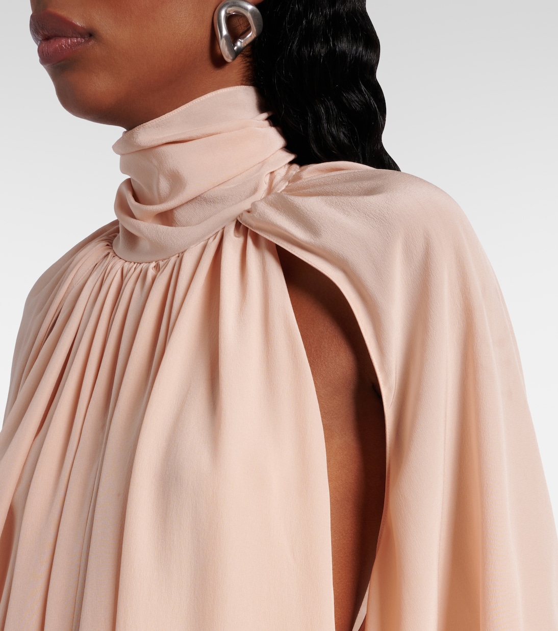 Gathered open-back silk chiffon minidress | Stella McCartney