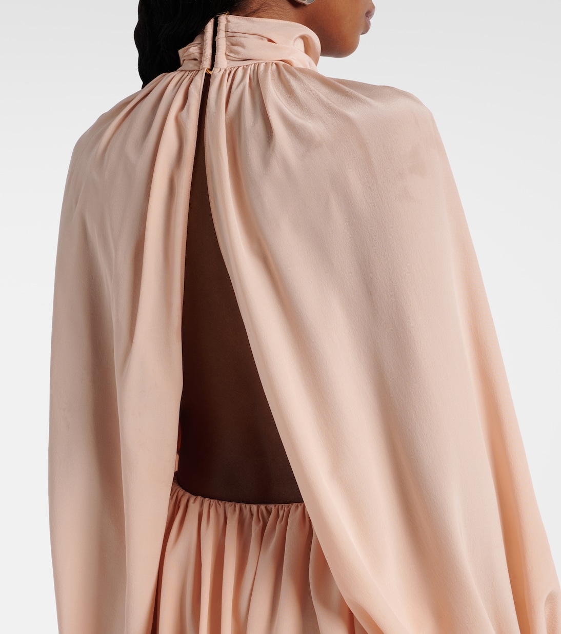 Gathered open-back silk chiffon minidress | Stella McCartney