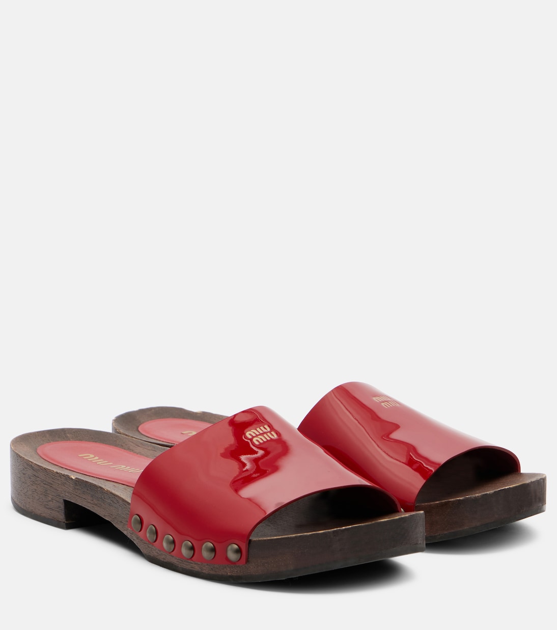 Pantoletten aus Lackleder | Miu Miu