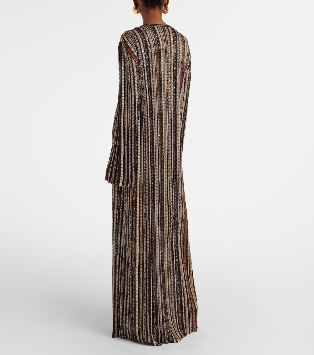 Robe longue rayée en lamé à sequins | Missoni