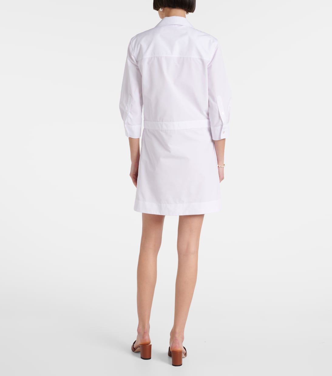 Abito corto in cotone con pelle | Gucci