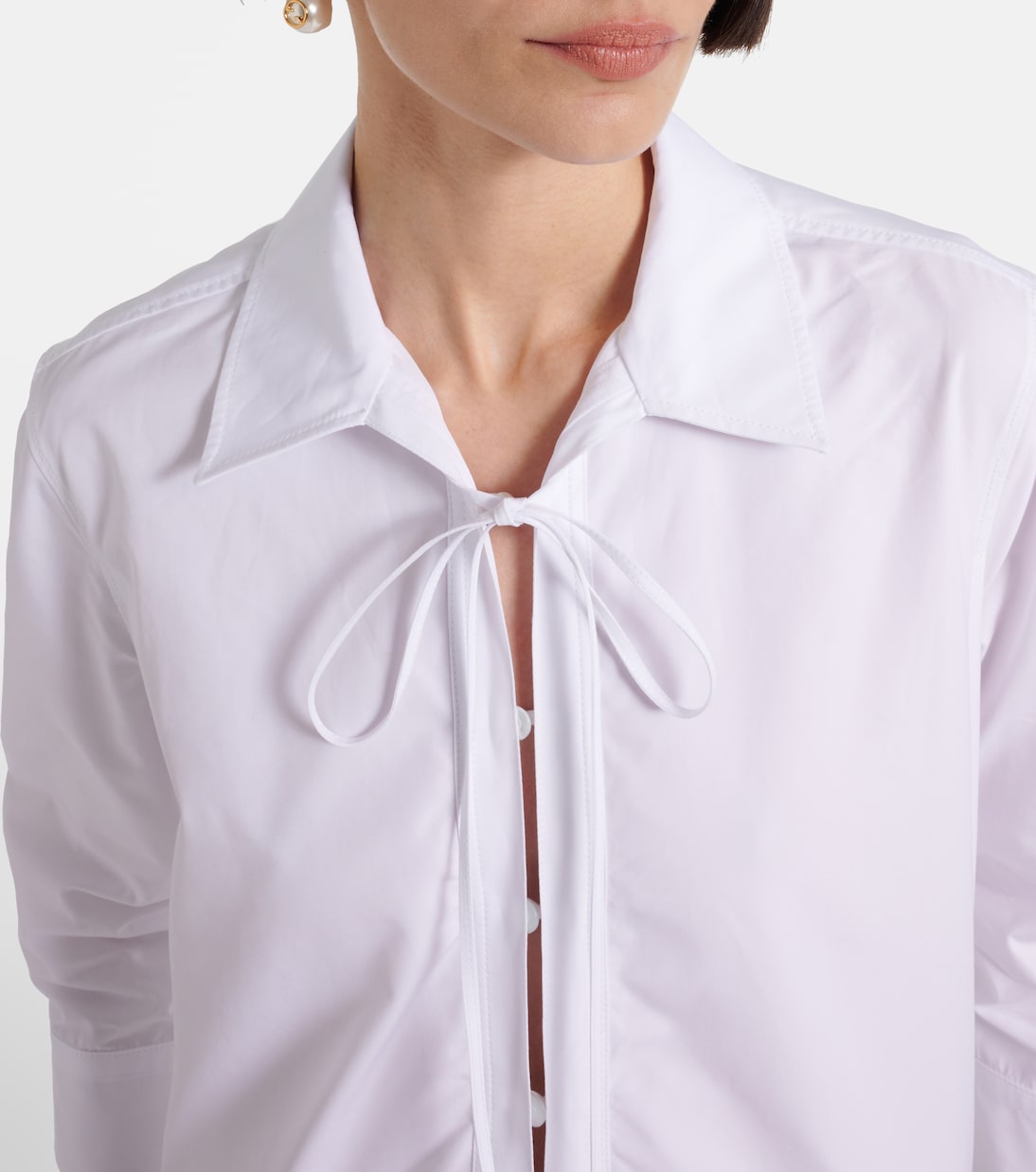 Abito corto in cotone con pelle | Gucci