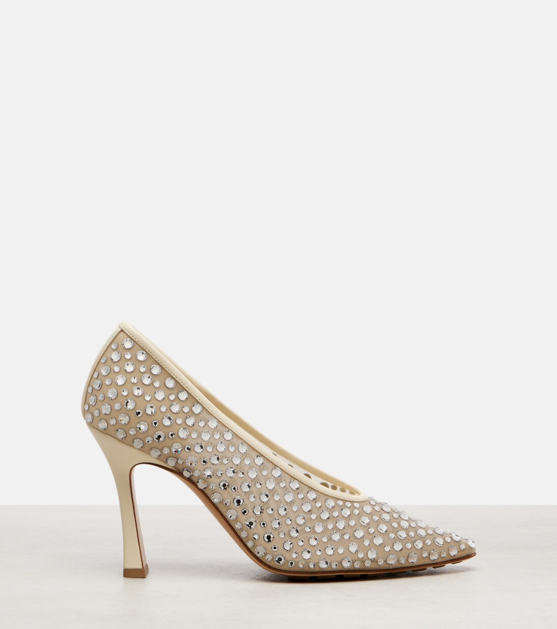 Sofia 90 crystal-embellished leather-trimmed pumps | Bottega Veneta