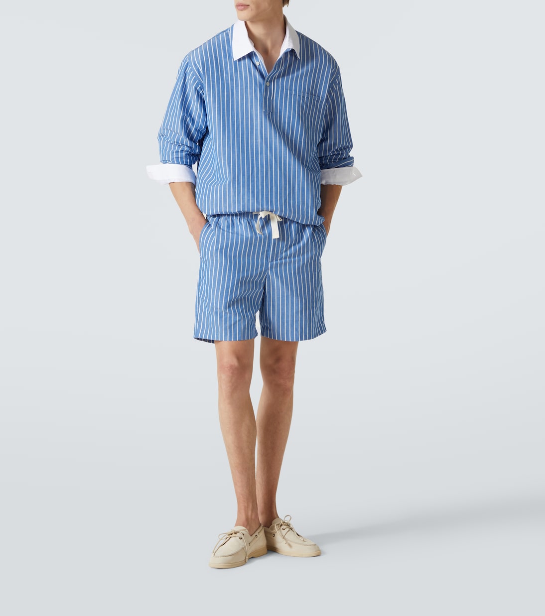 Shorts Alex de lino y algodón a rayas  | Orlebar Brown
