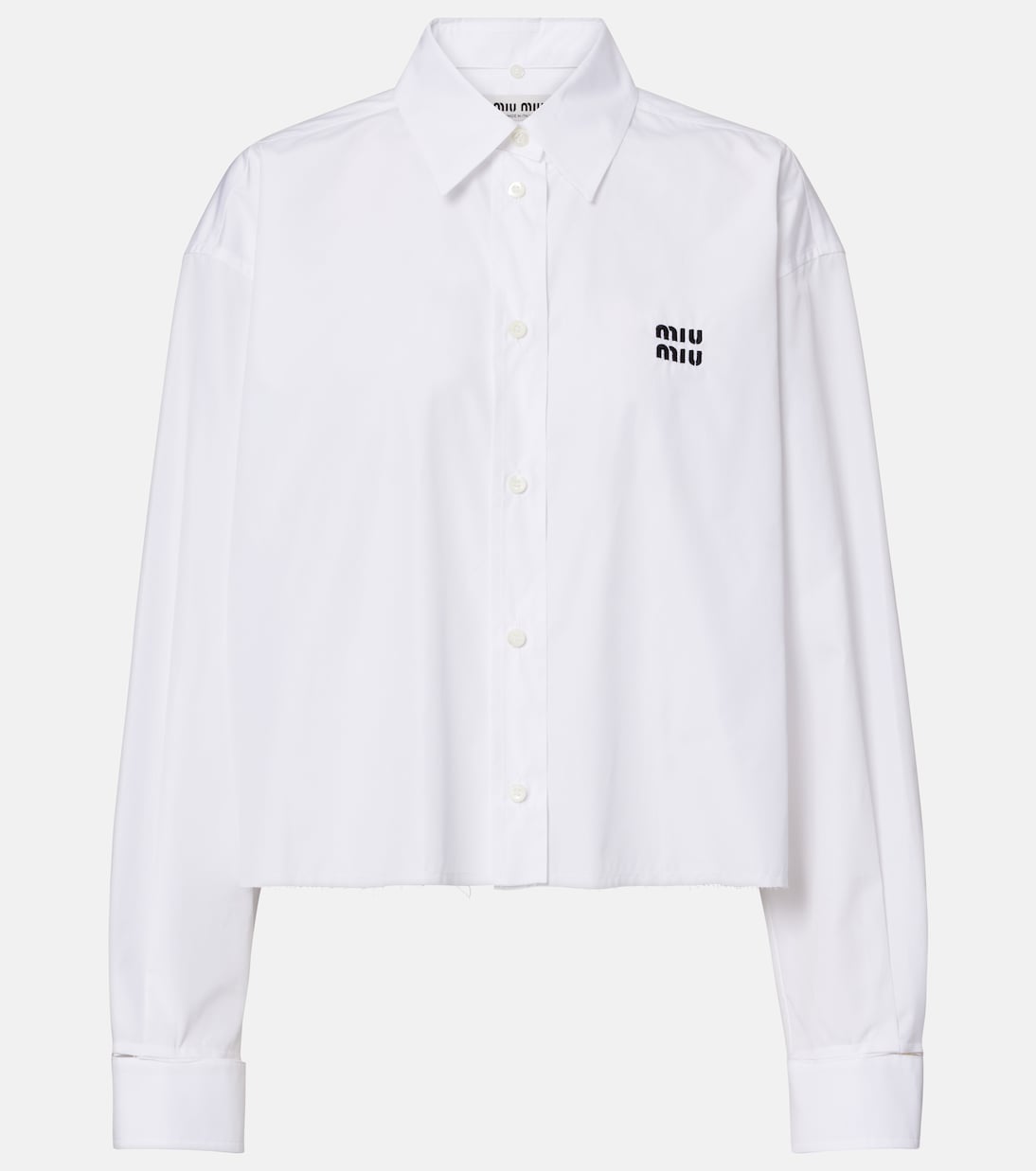 Chemise raccourcie en popeline de coton | Miu Miu