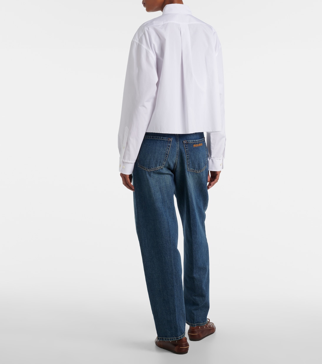 Chemise raccourcie en popeline de coton | Miu Miu